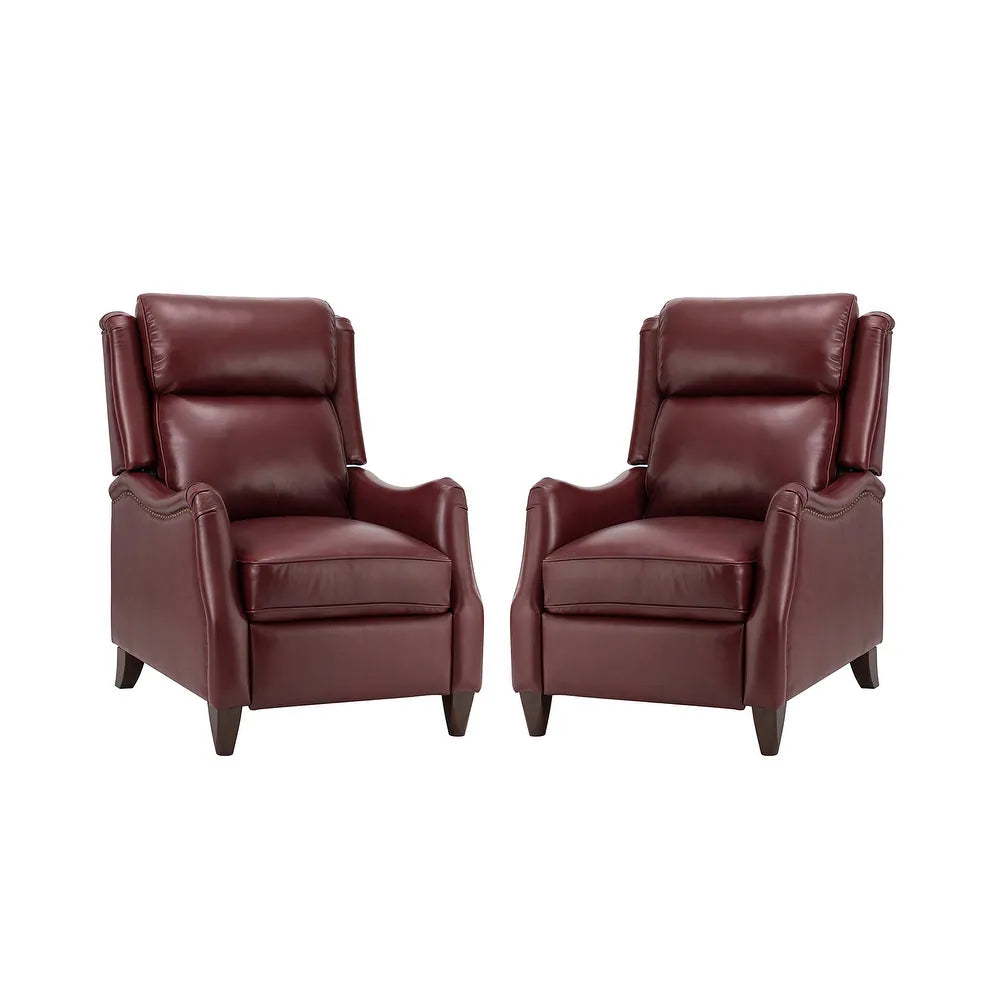 Gaston Genuine Leather Recliner with Nailhead Trims Set of 2