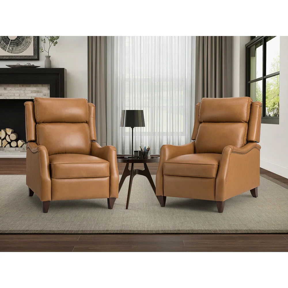 Gaston Genuine Leather Recliner with Nailhead Trims Set of 2