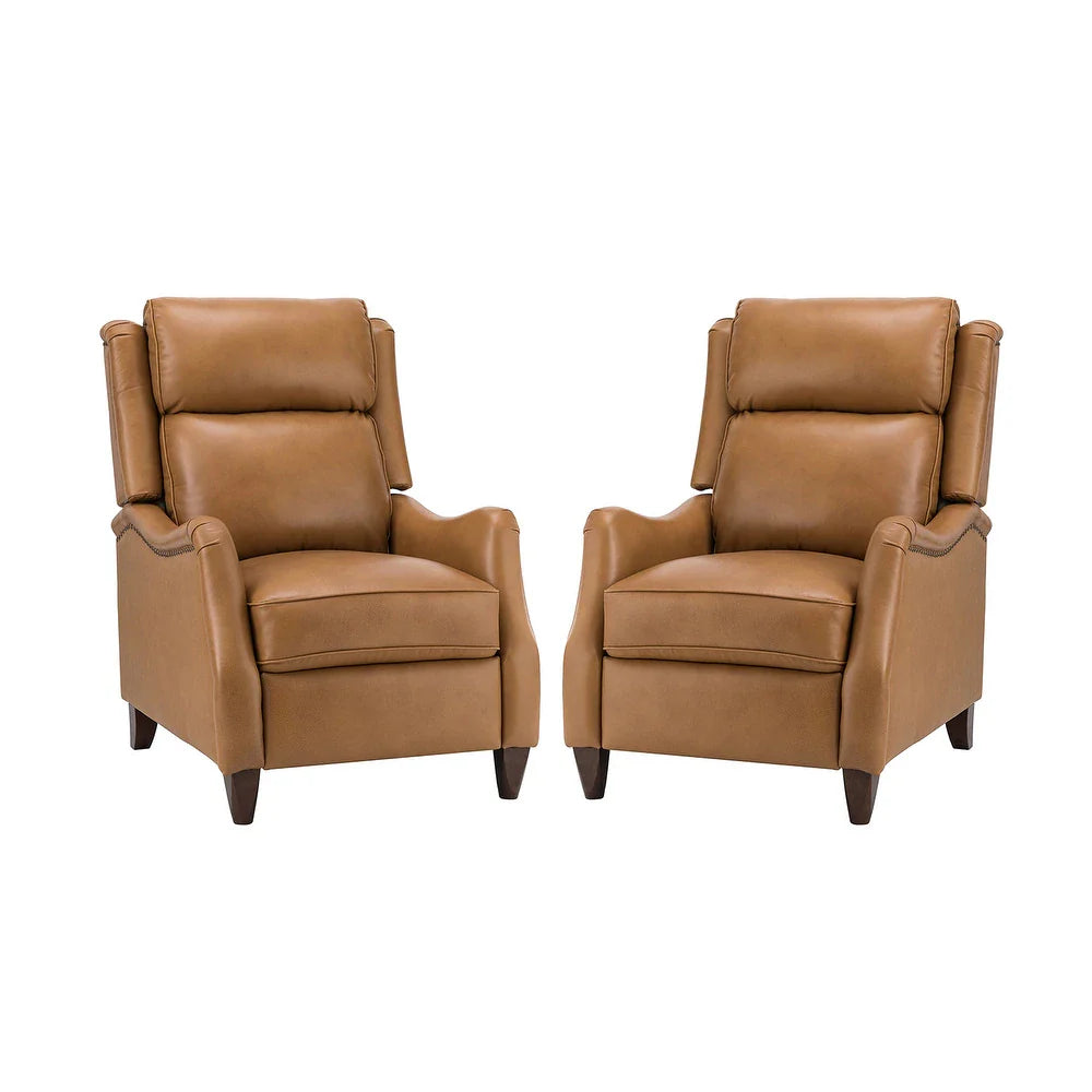 Gaston Genuine Leather Recliner with Nailhead Trims Set of 2