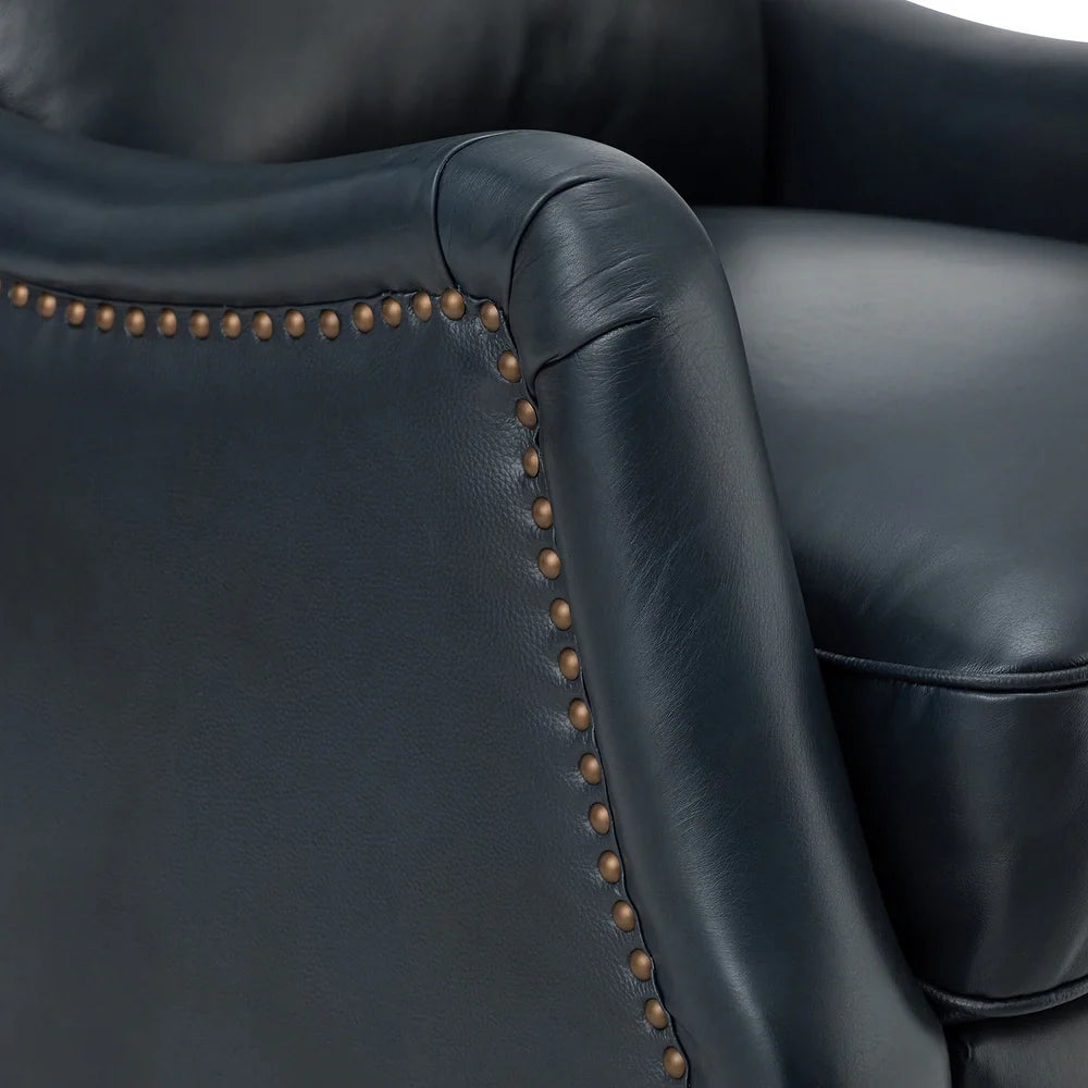 Gaston Genuine Leather Recliner with Nailhead Trims Set of 2
