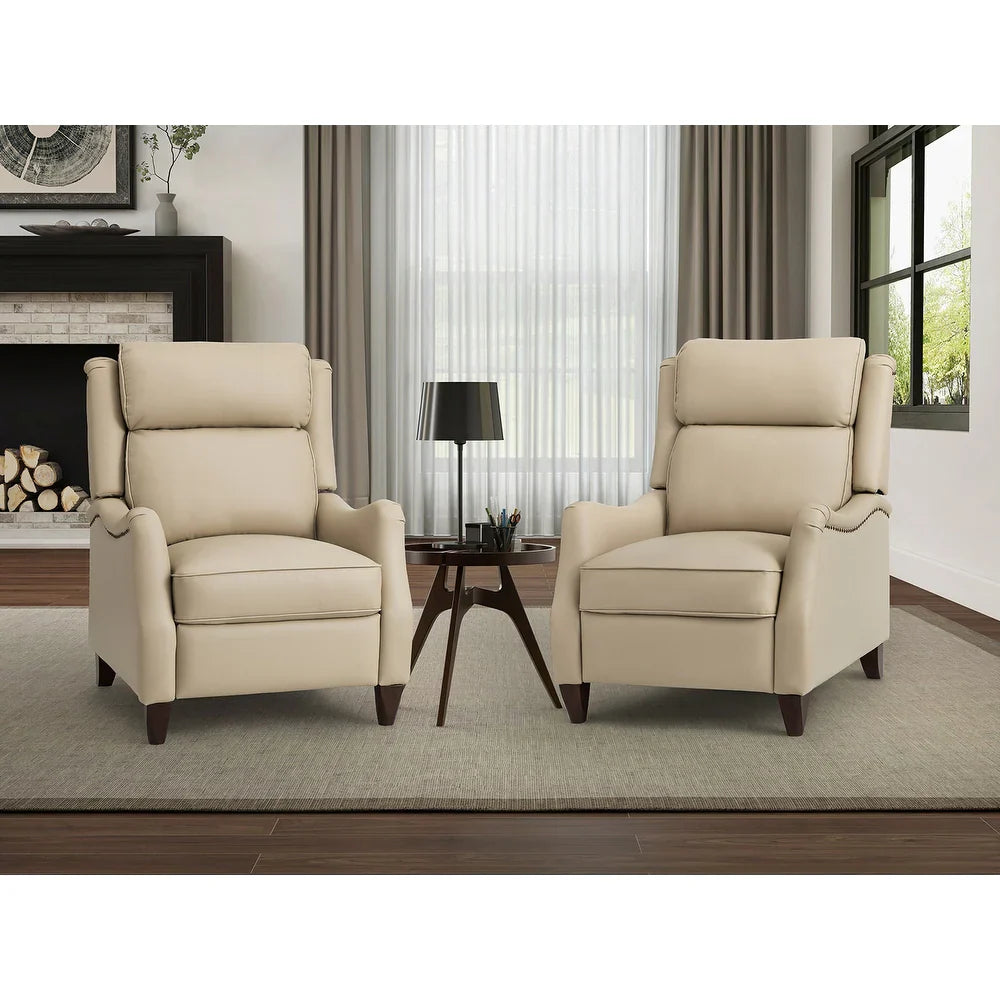 Gaston Genuine Leather Recliner with Nailhead Trims Set of 2