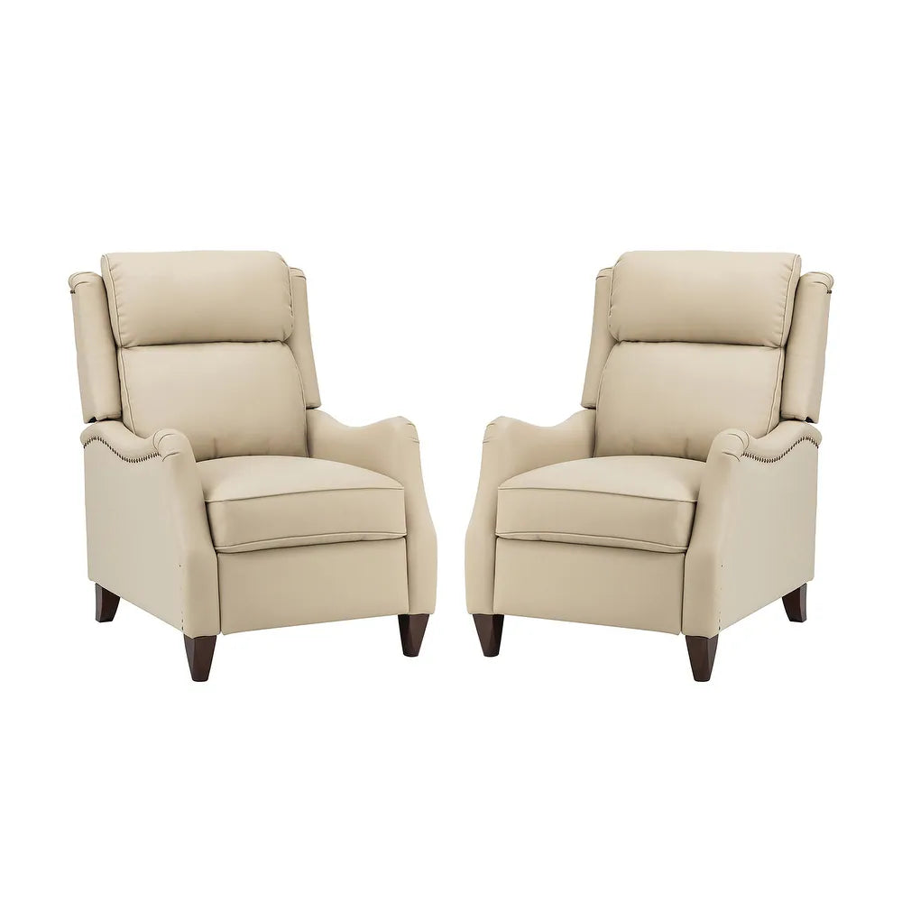 Gaston Genuine Leather Recliner with Nailhead Trims Set of 2