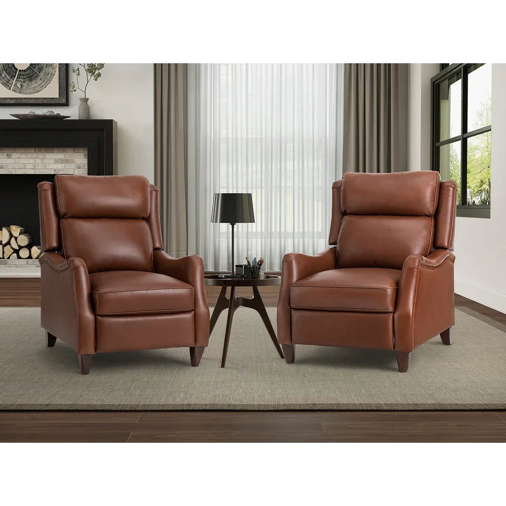 Gaston Genuine Leather Recliner with Nailhead Trims Set of 2