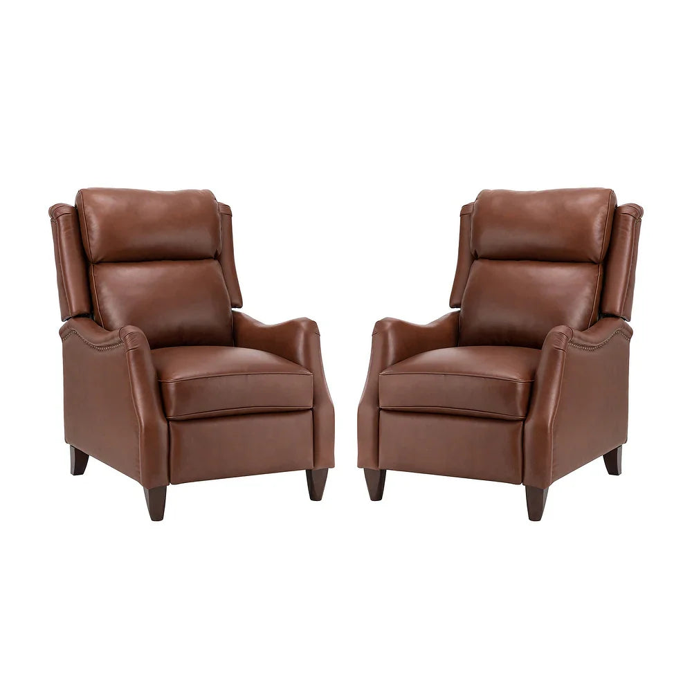 Gaston Genuine Leather Recliner with Nailhead Trims Set of 2