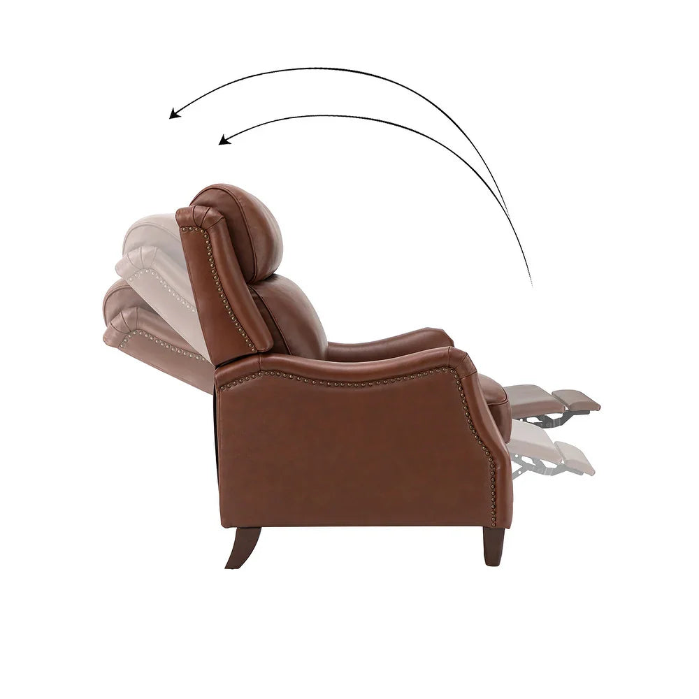 Gaston Genuine Leather Recliner with Nailhead Trims Set of 2