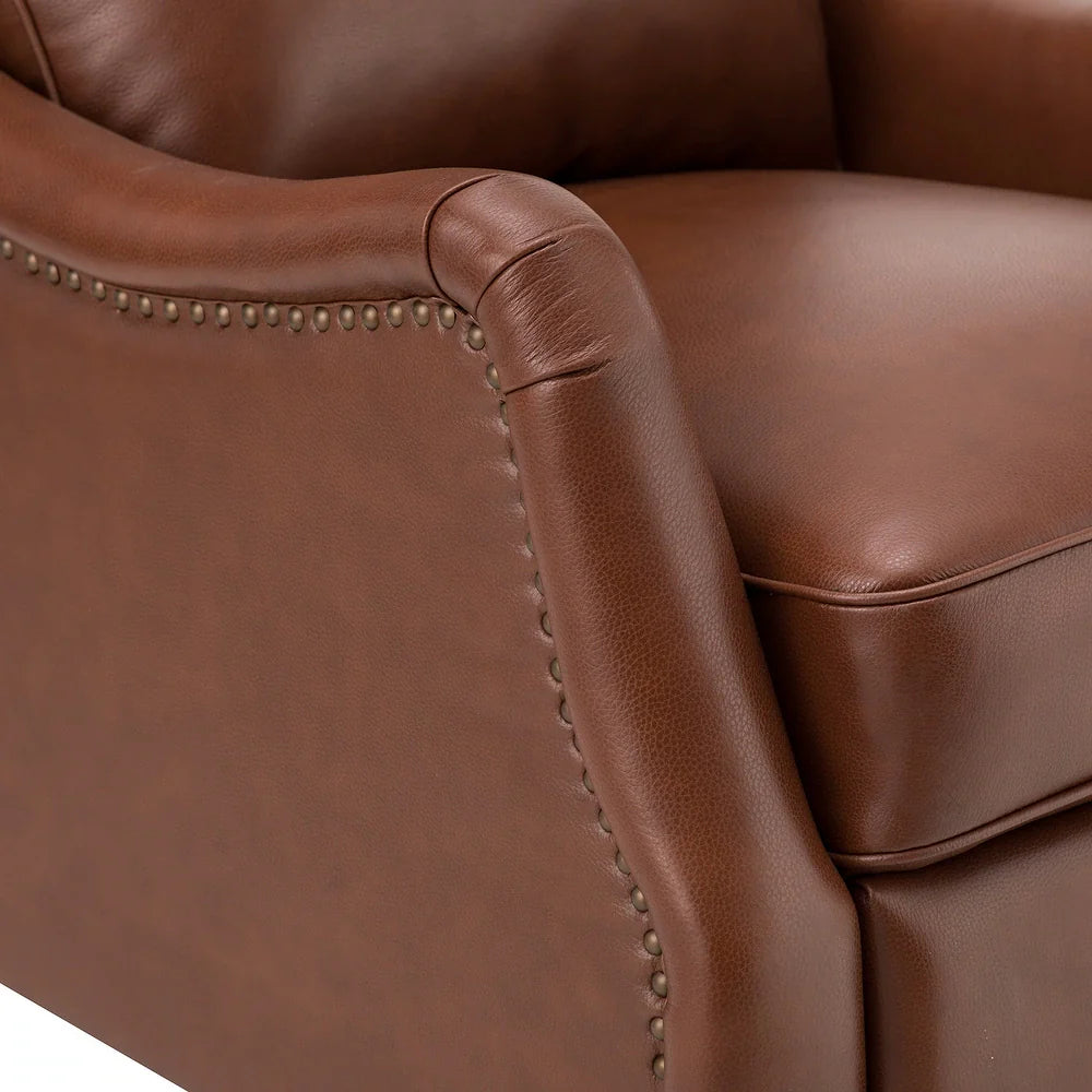 Gaston Genuine Leather Recliner with Nailhead Trims Set of 2