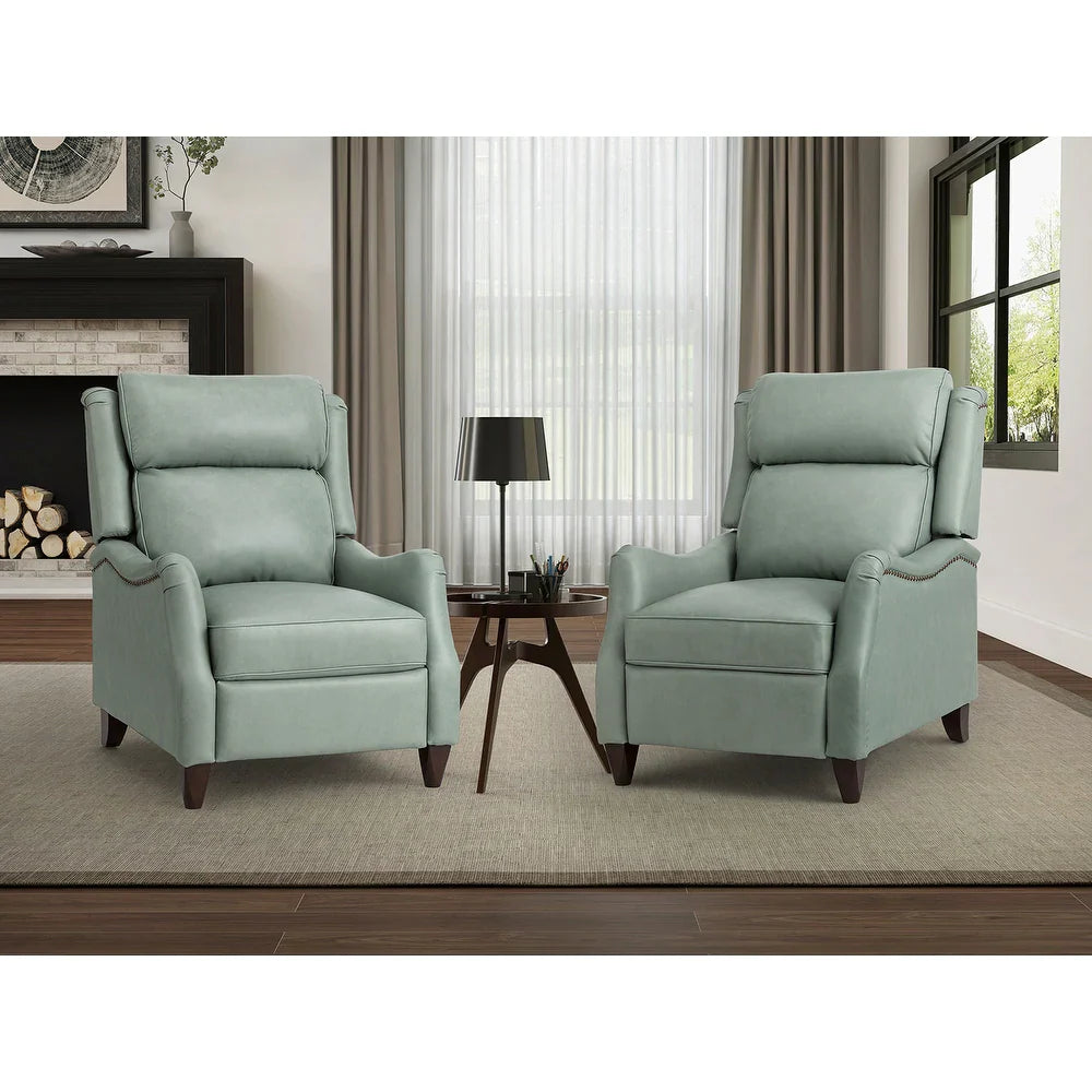 Gaston Genuine Leather Recliner with Nailhead Trims Set of 2