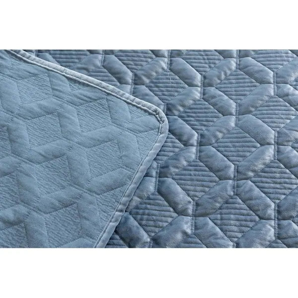 Geometric Embroidered Velvet Coverlet Set
