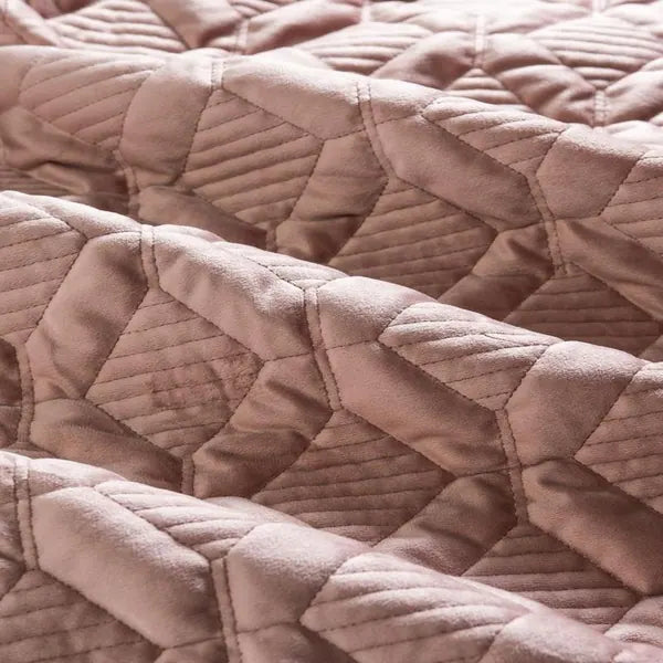 Geometric Embroidered Velvet Coverlet Set
