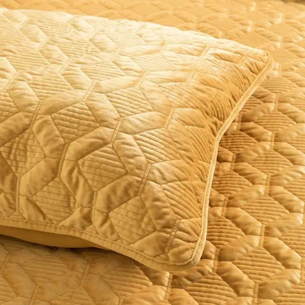 Geometric Embroidered Velvet Coverlet Set