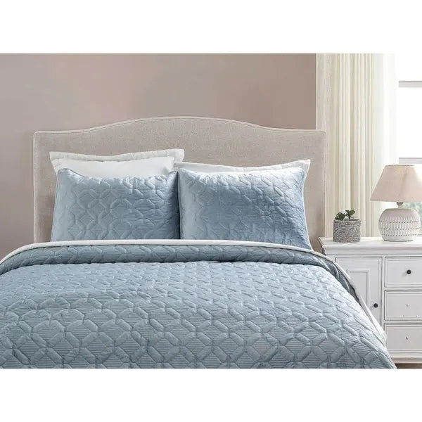 Geometric Embroidered Velvet Coverlet Set