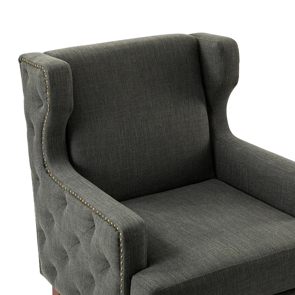 Gerald Classic Polyester Wingback Chair With Button-Tufted Body Set Of 2