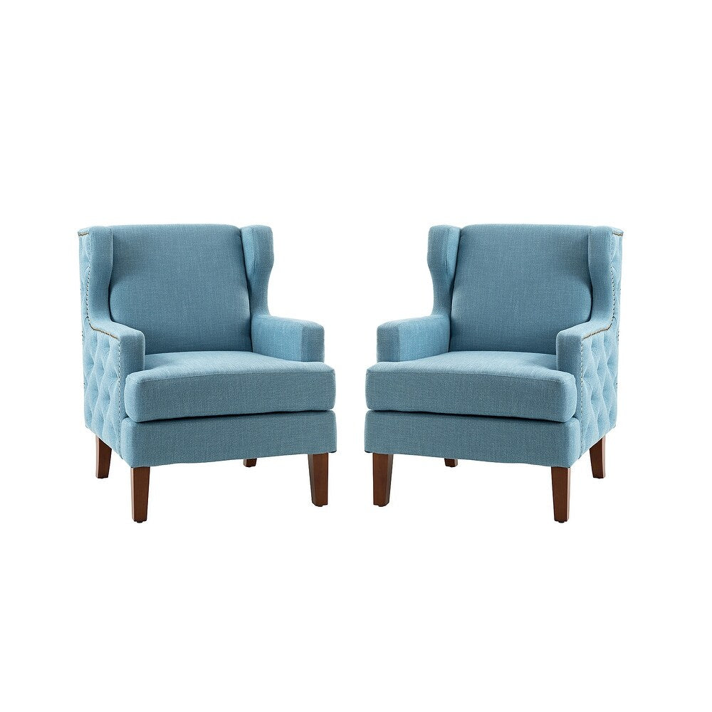 Gerald Classic Polyester Wingback Chair With Button-Tufted Body Set Of 2