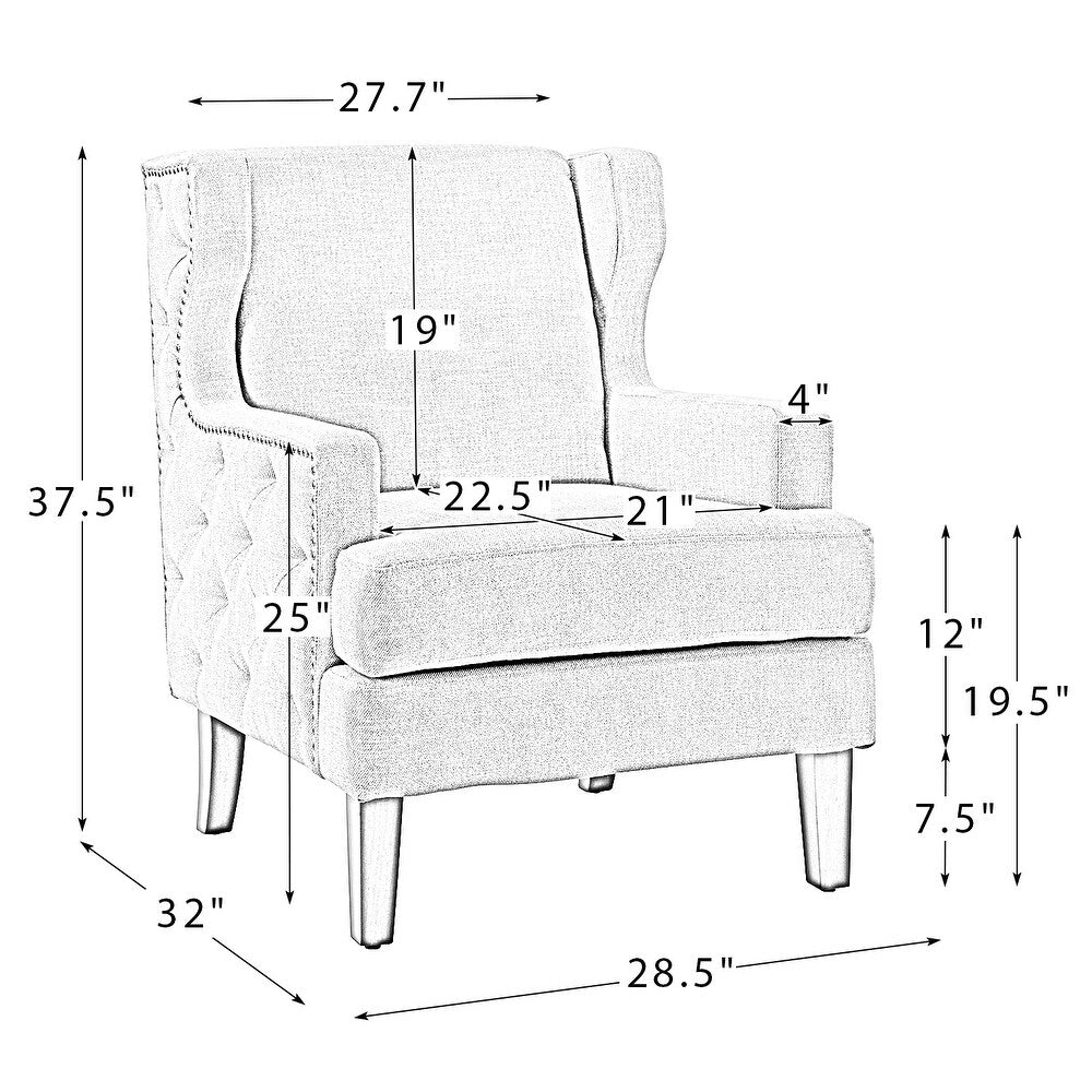 Gerald Classic Polyester Wingback Chair With Button-Tufted Body Set Of 2