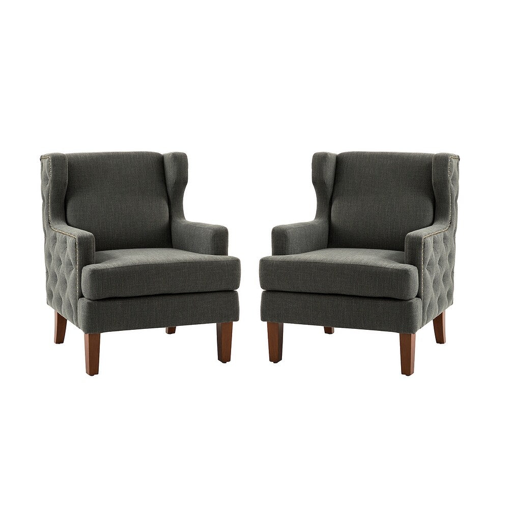 Gerald Classic Polyester Wingback Chair With Button-Tufted Body Set Of 2