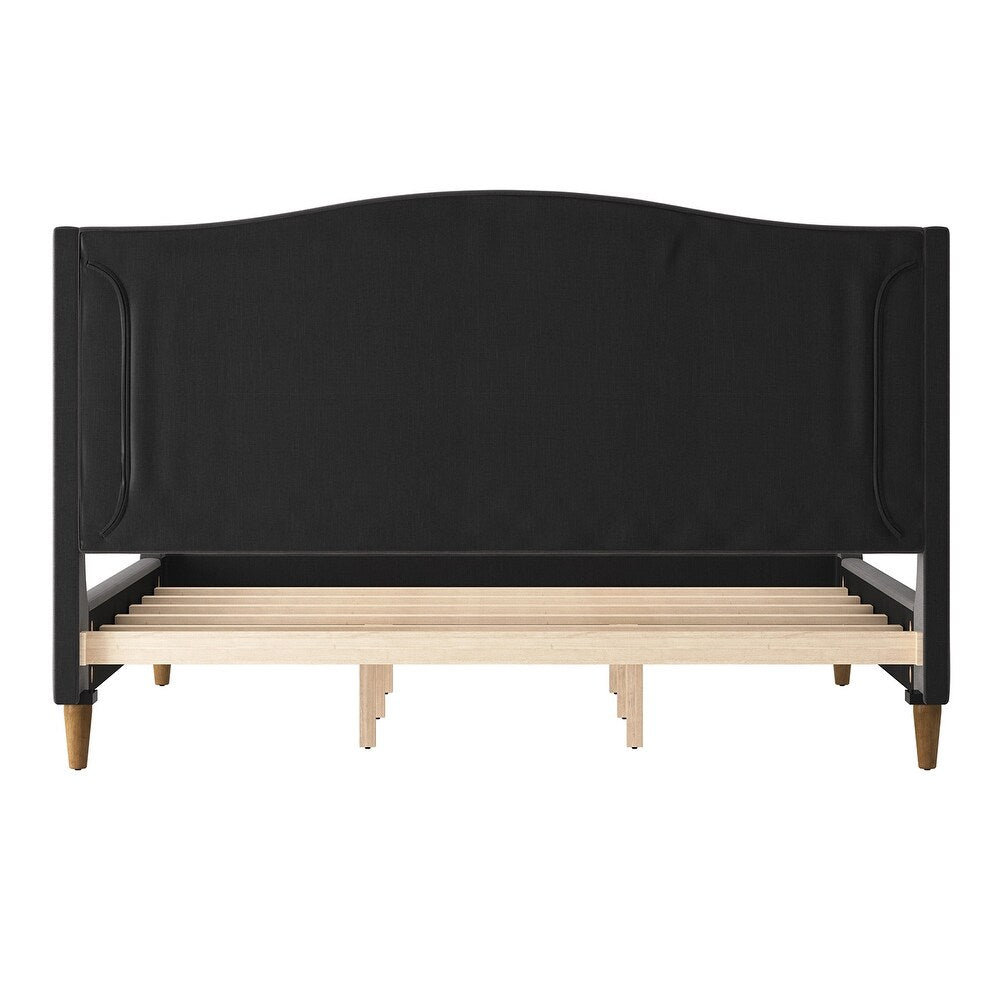 Gerhard Tufted Upholstered Wingback Bed with Headboard and Footboard