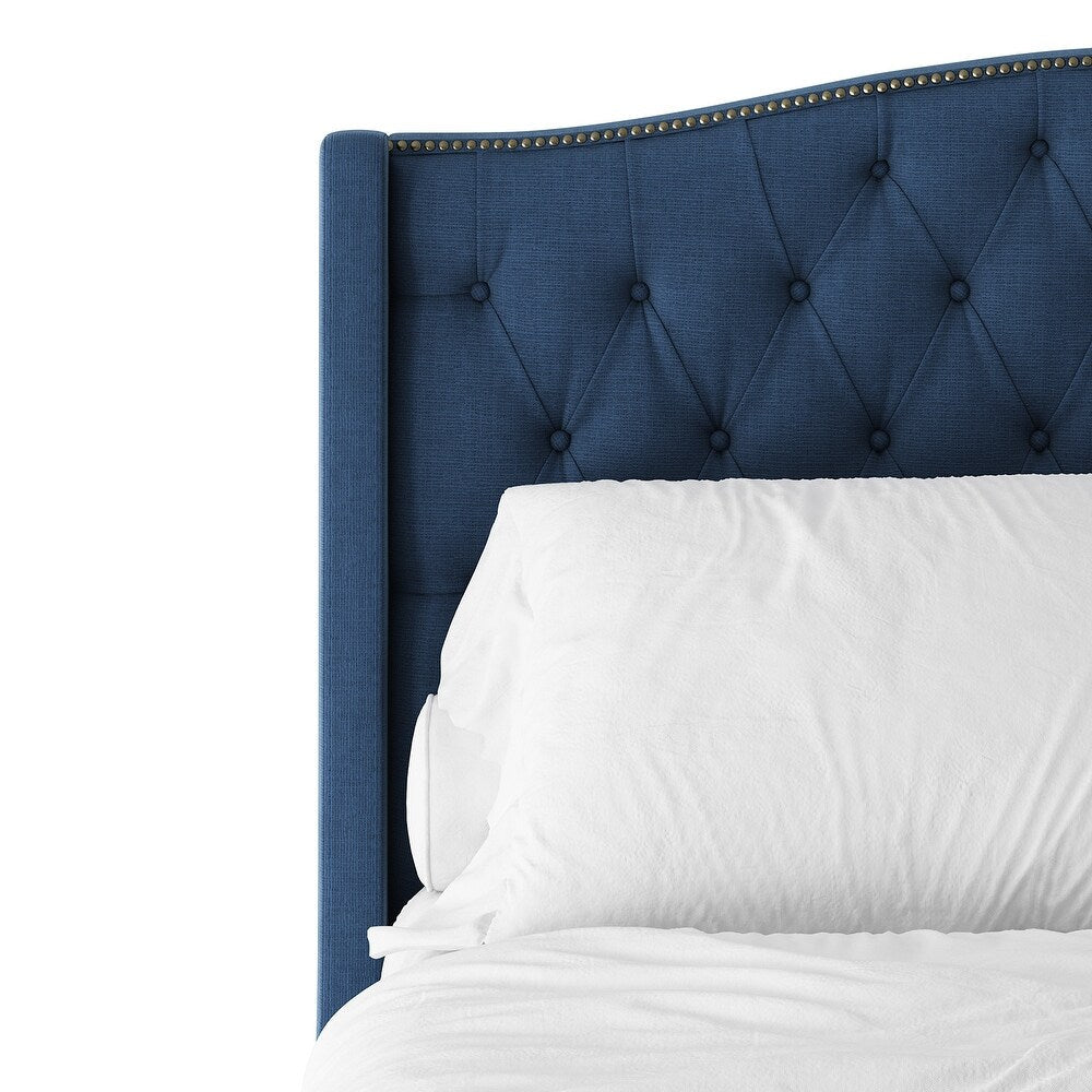 Gerhard Tufted Upholstered Wingback Bed with Headboard and Footboard
