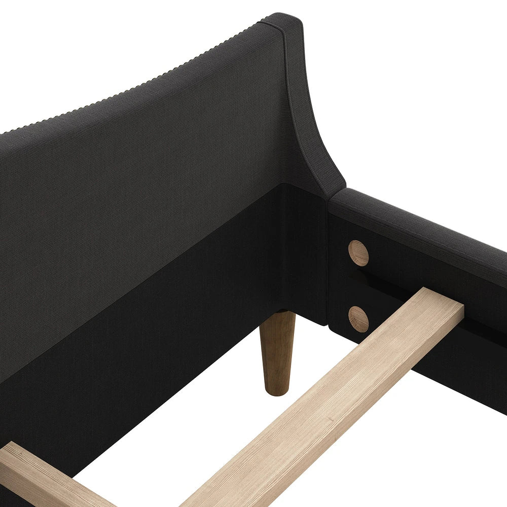 Gerhard Tufted Upholstered Wingback Bed with Headboard and Footboard
