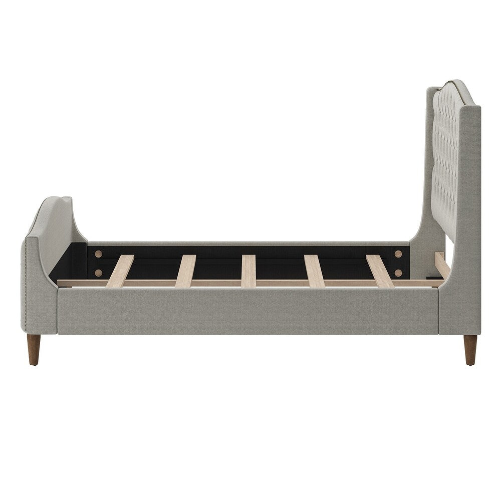 Gerhard Tufted Upholstered Wingback Bed with Headboard and Footboard
