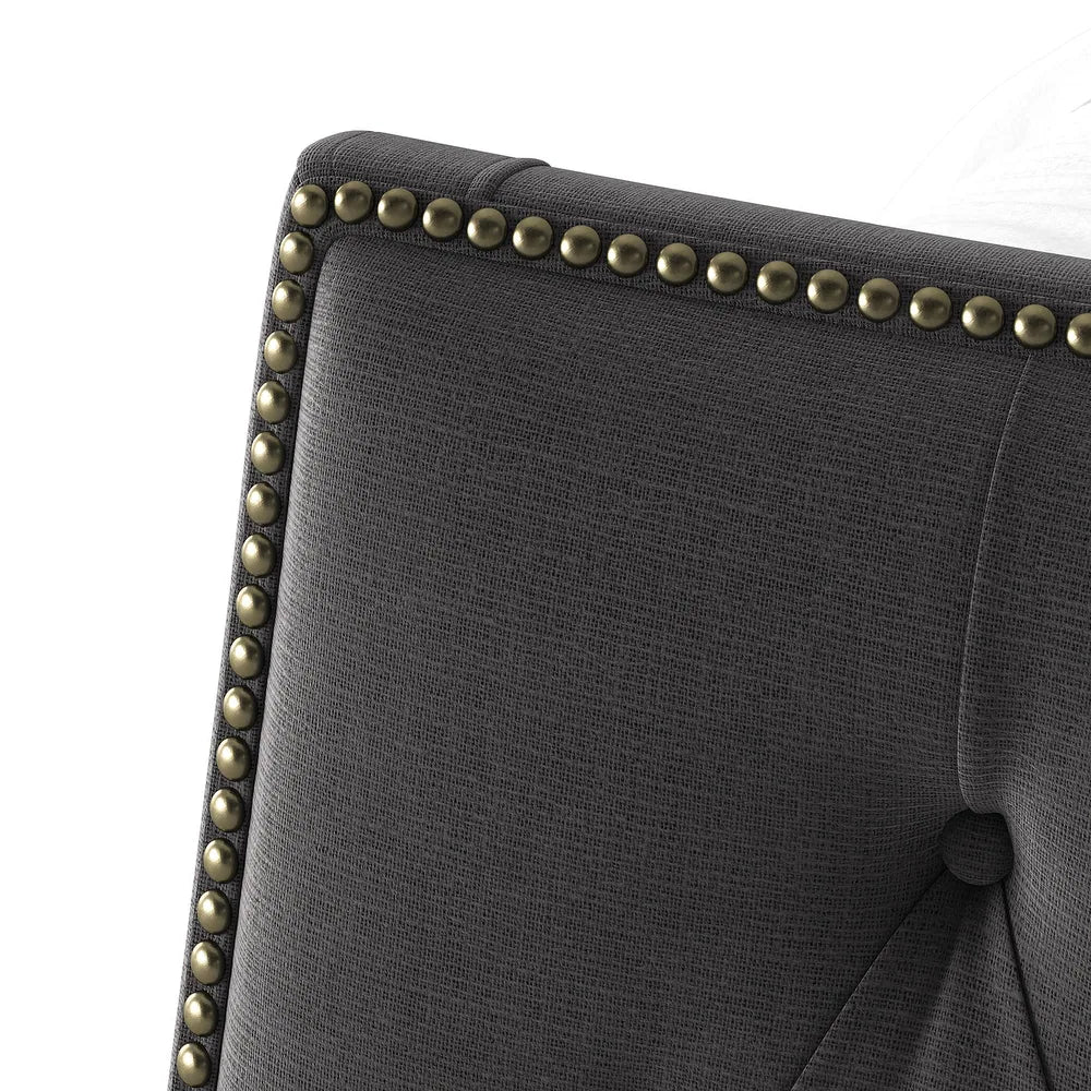Gerhard Tufted Upholstered Wingback Bed with Headboard and Footboard