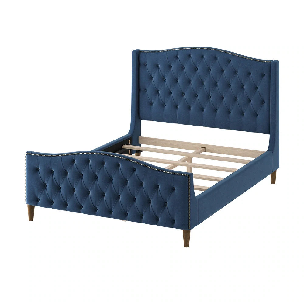 Gerhard Tufted Upholstered Wingback Bed with Headboard and Footboard