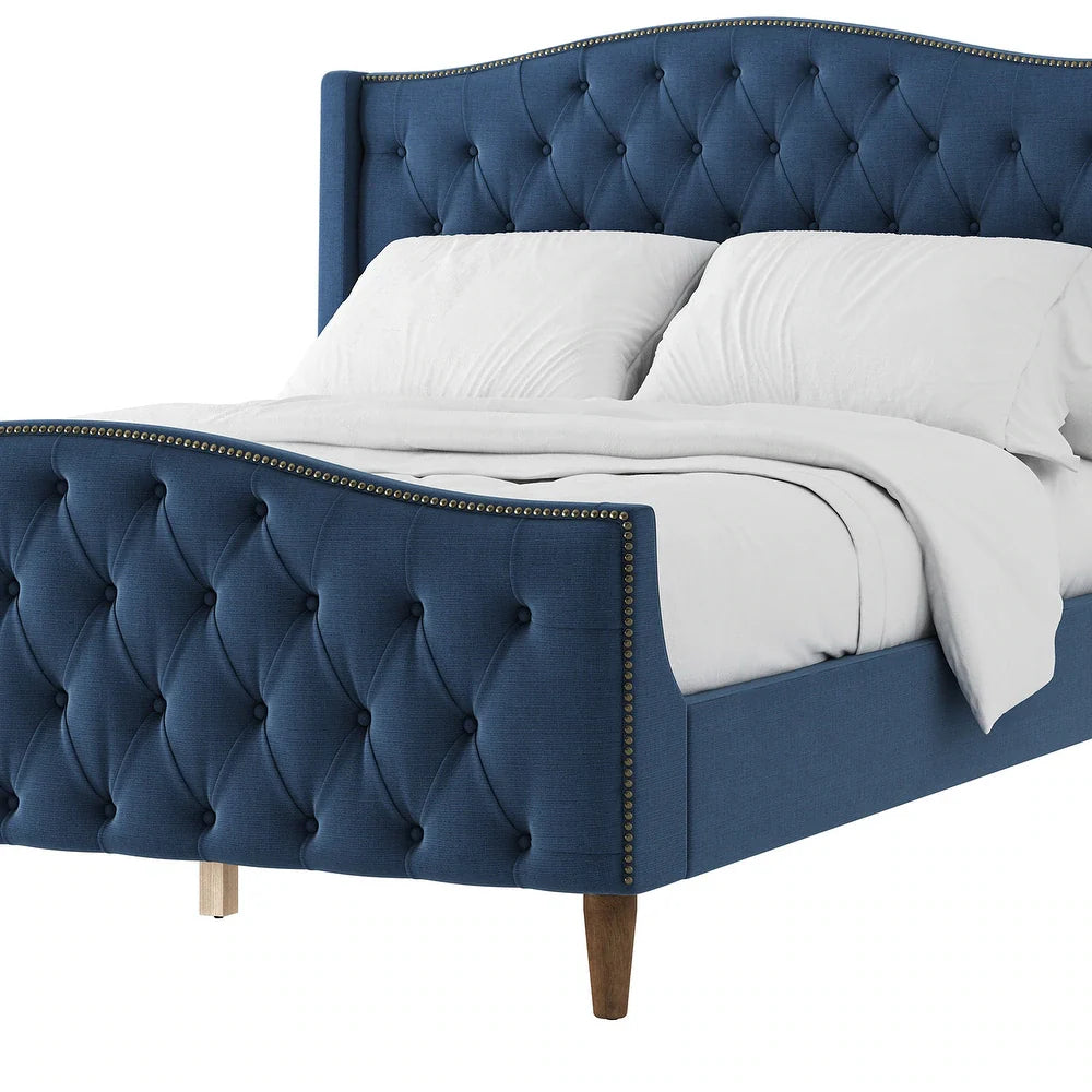 Gerhard Tufted Upholstered Wingback Bed with Headboard and Footboard