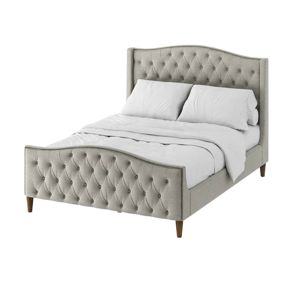 Gerhard Tufted Upholstered Wingback Bed with Headboard and Footboard