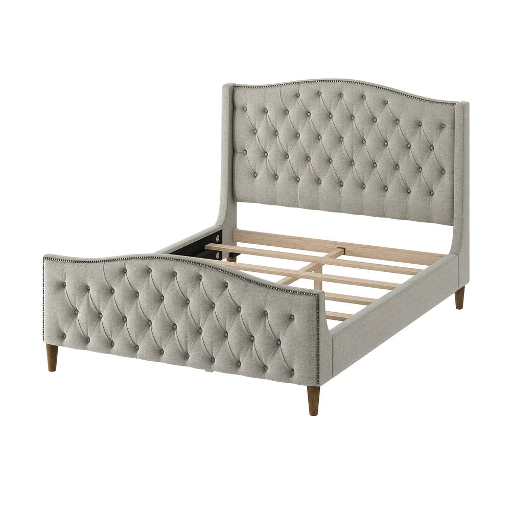 Gerhard Tufted Upholstered Wingback Bed with Headboard and Footboard