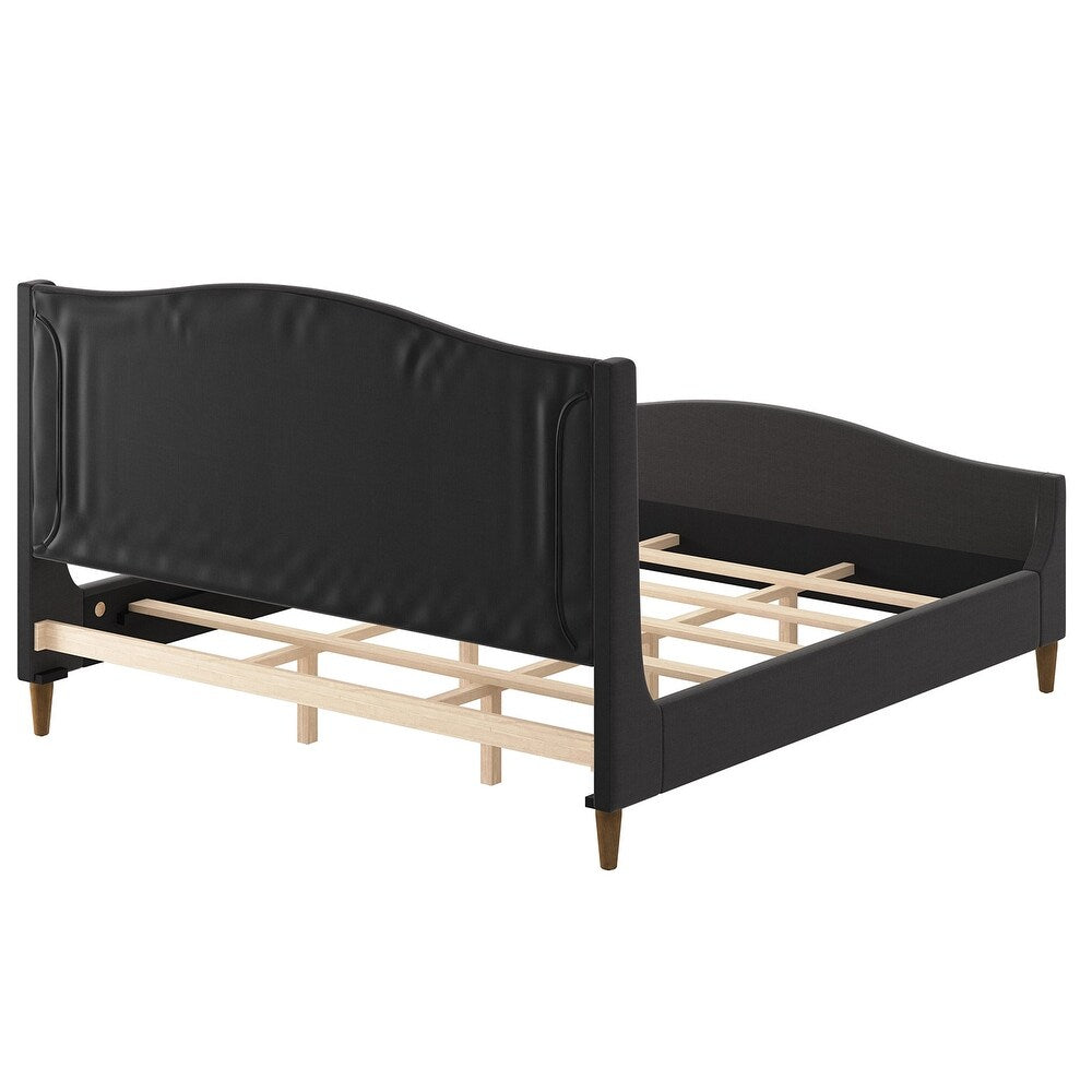 Gerhard Tufted Upholstered Wingback Bed with Headboard and Footboard