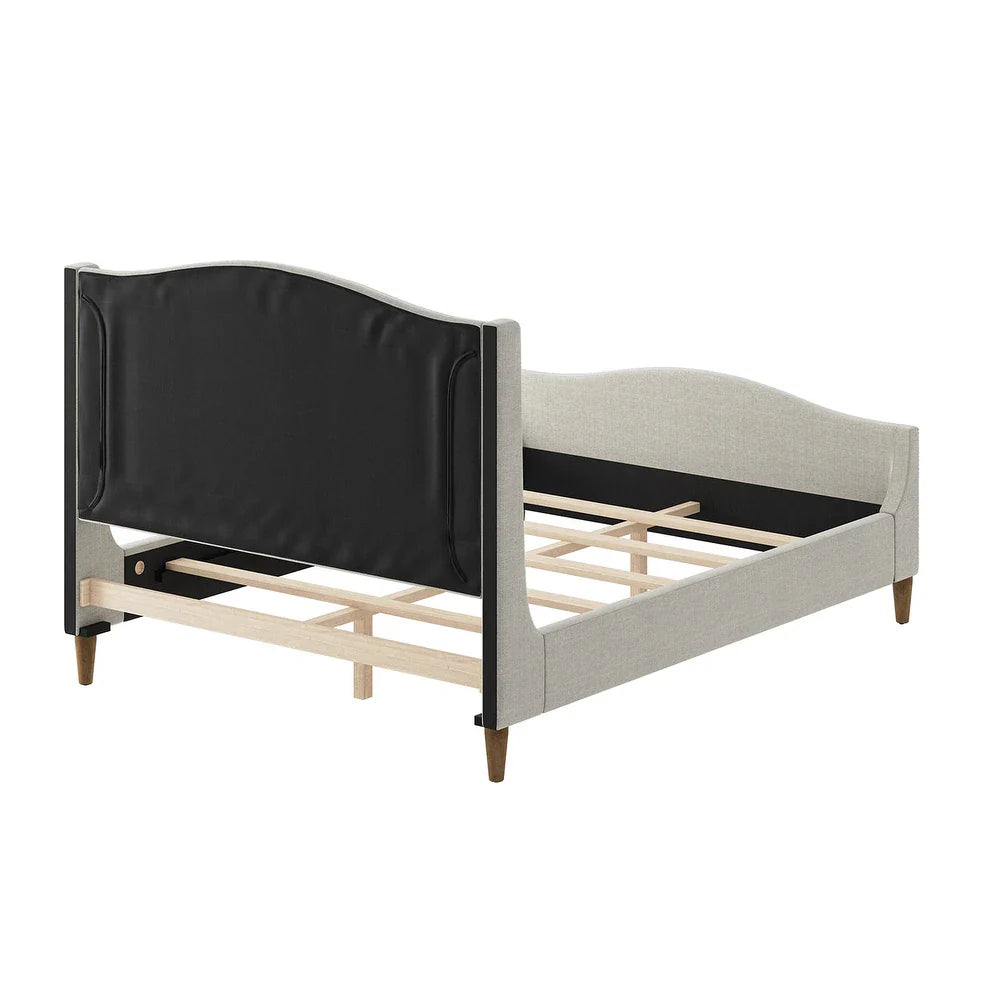 Gerhard Tufted Upholstered Wingback Bed with Headboard and Footboard