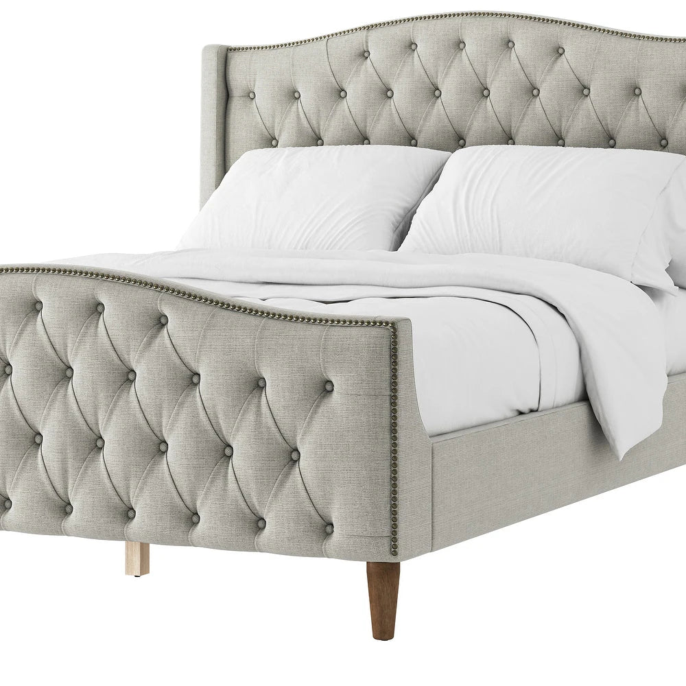Gerhard Tufted Upholstered Wingback Bed with Headboard and Footboard