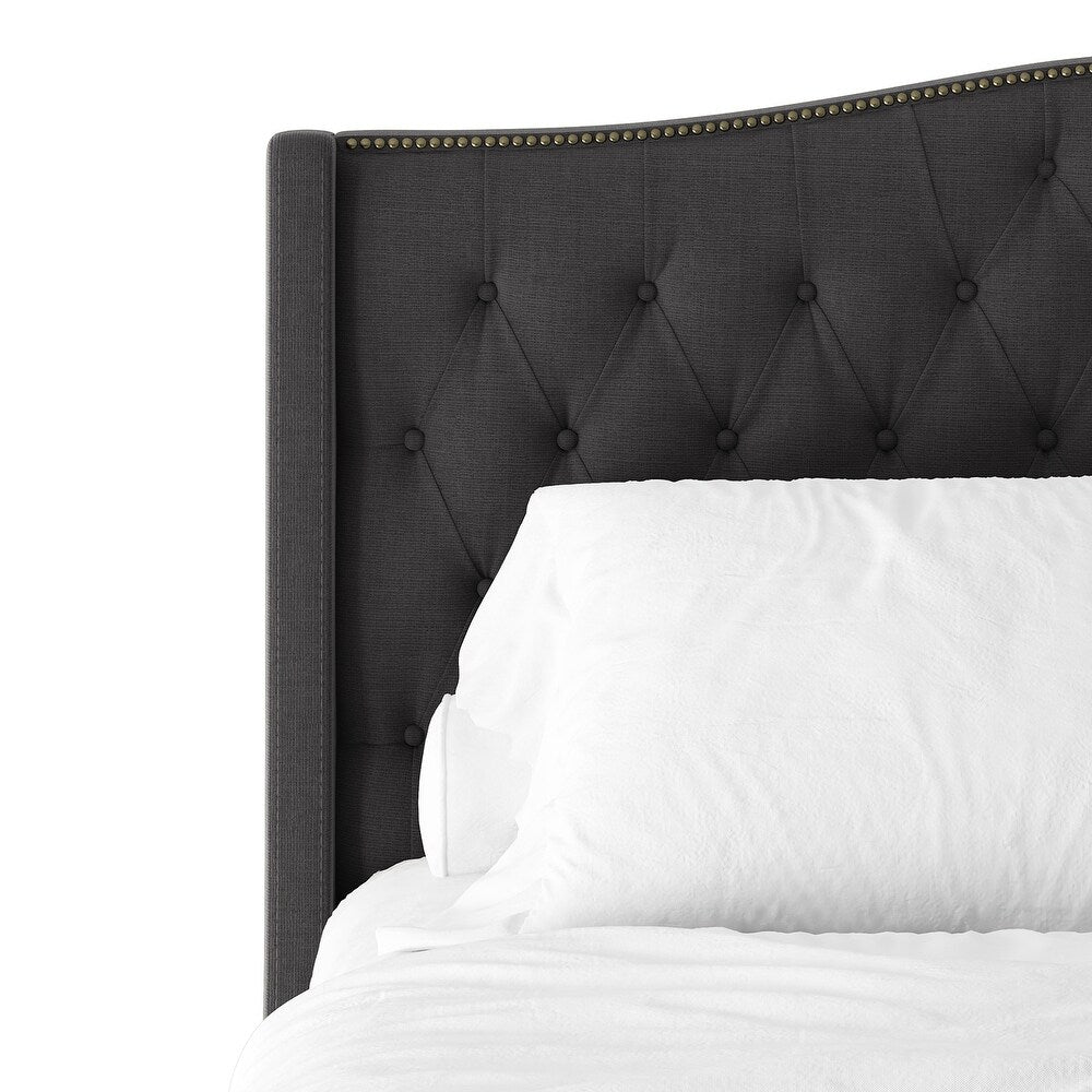 Gerhard Tufted Upholstered Wingback Bed with Headboard and Footboard