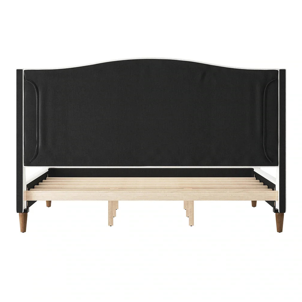 Gerhard Tufted Upholstered Wingback Bed with Headboard and Footboard