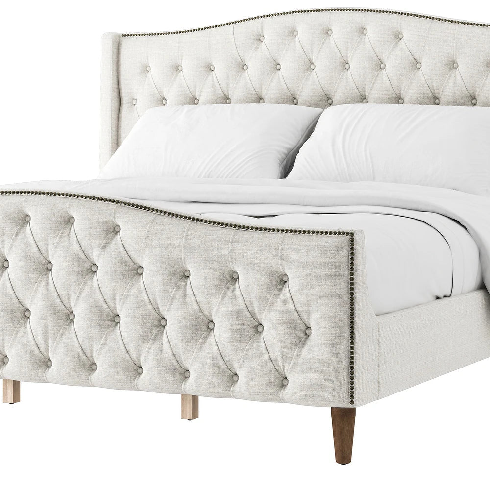 Gerhard Tufted Upholstered Wingback Bed with Headboard and Footboard