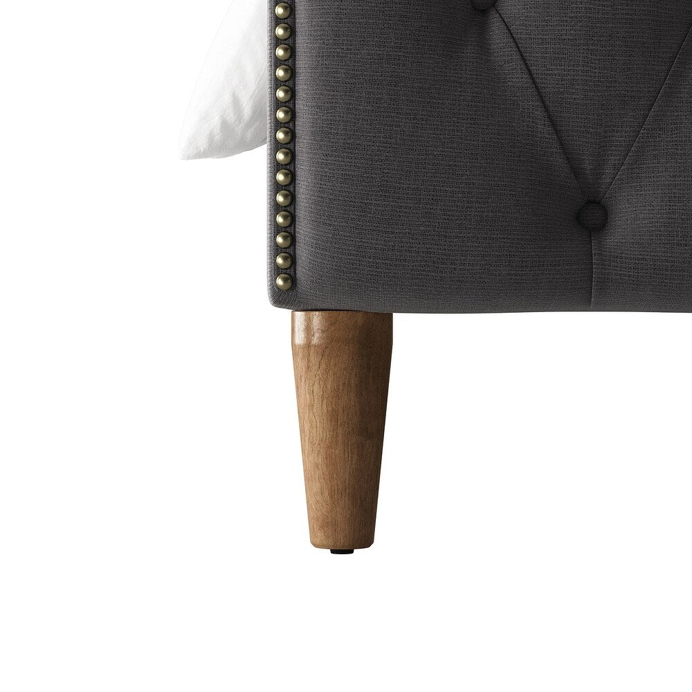 Gerhard Tufted Upholstered Wingback Bed with Headboard and Footboard