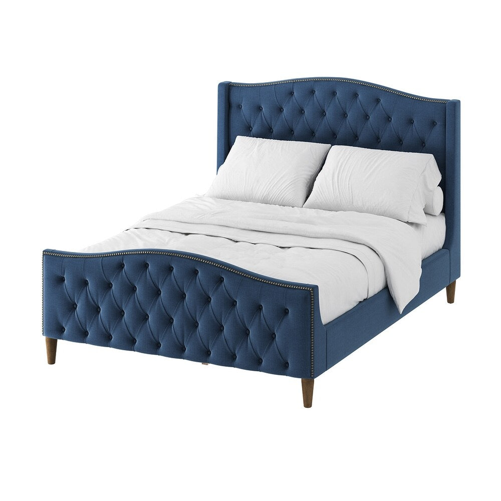 Gerhard Tufted Upholstered Wingback Bed with Headboard and Footboard