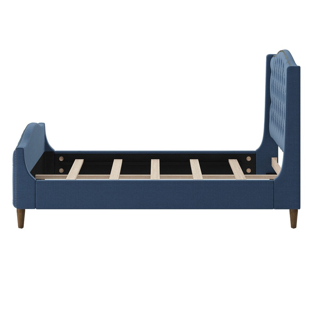 Gerhard Tufted Upholstered Wingback Bed with Headboard and Footboard