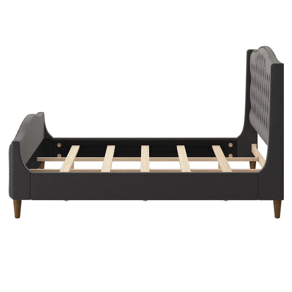Gerhard Tufted Upholstered Wingback Bed with Headboard and Footboard