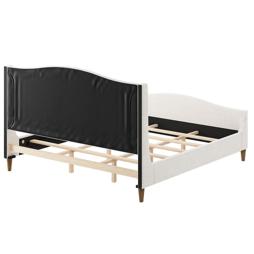 Gerhard Tufted Upholstered Wingback Bed with Headboard and Footboard
