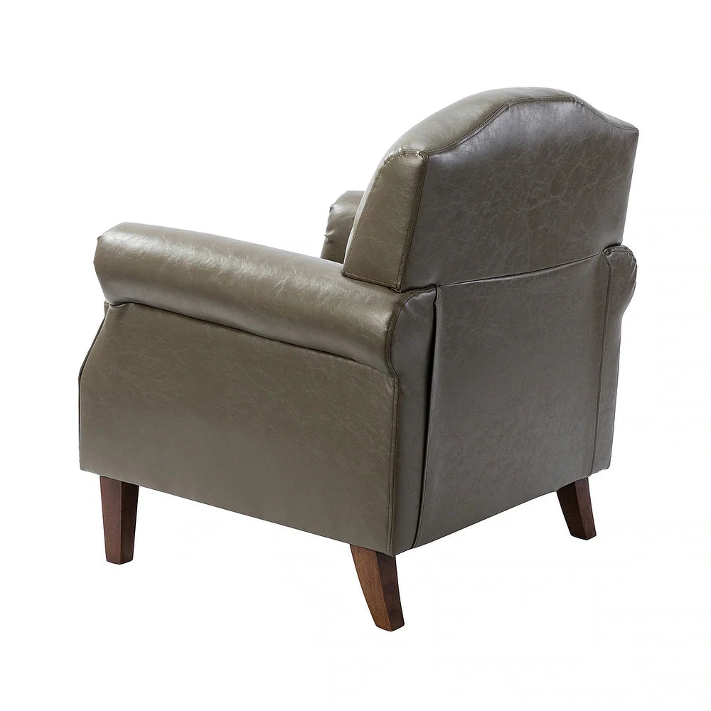 Giampiero Transitional Faux Leather Arm Chair with Nailhead Trim and Rolled Arms Set of 2