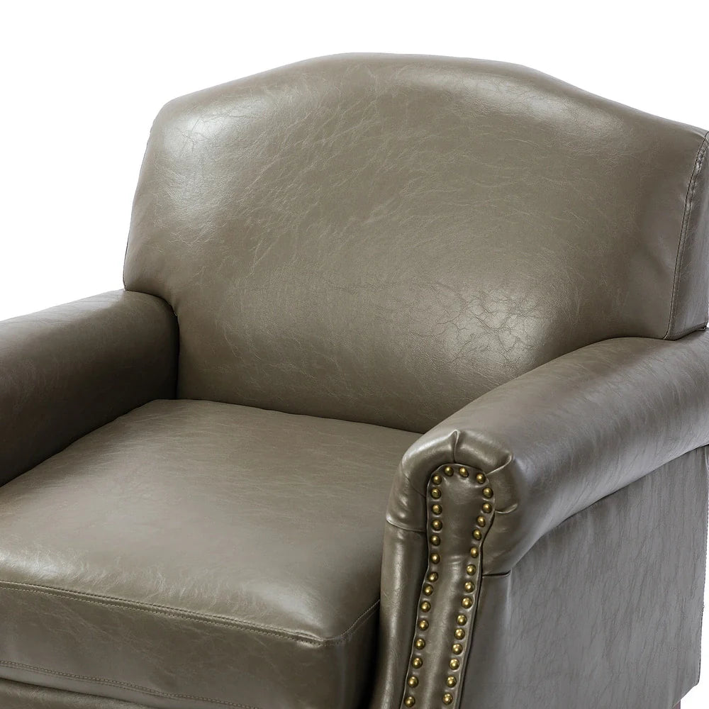 Giampiero Transitional Faux Leather Arm Chair with Nailhead Trim and Rolled Arms Set of 2