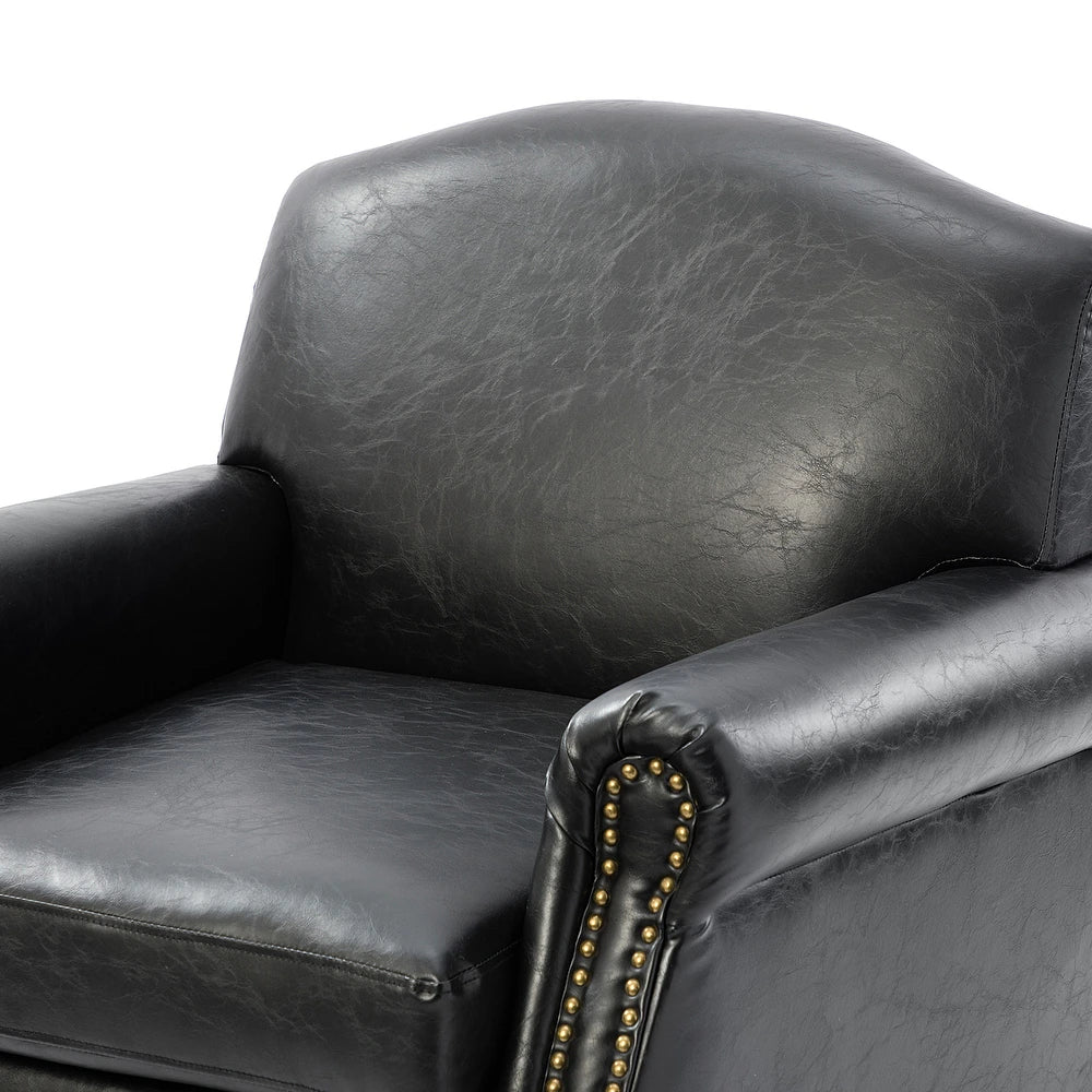 Giampiero Transitional Faux Leather Arm Chair with Nailhead Trim and Rolled Arms Set of 2