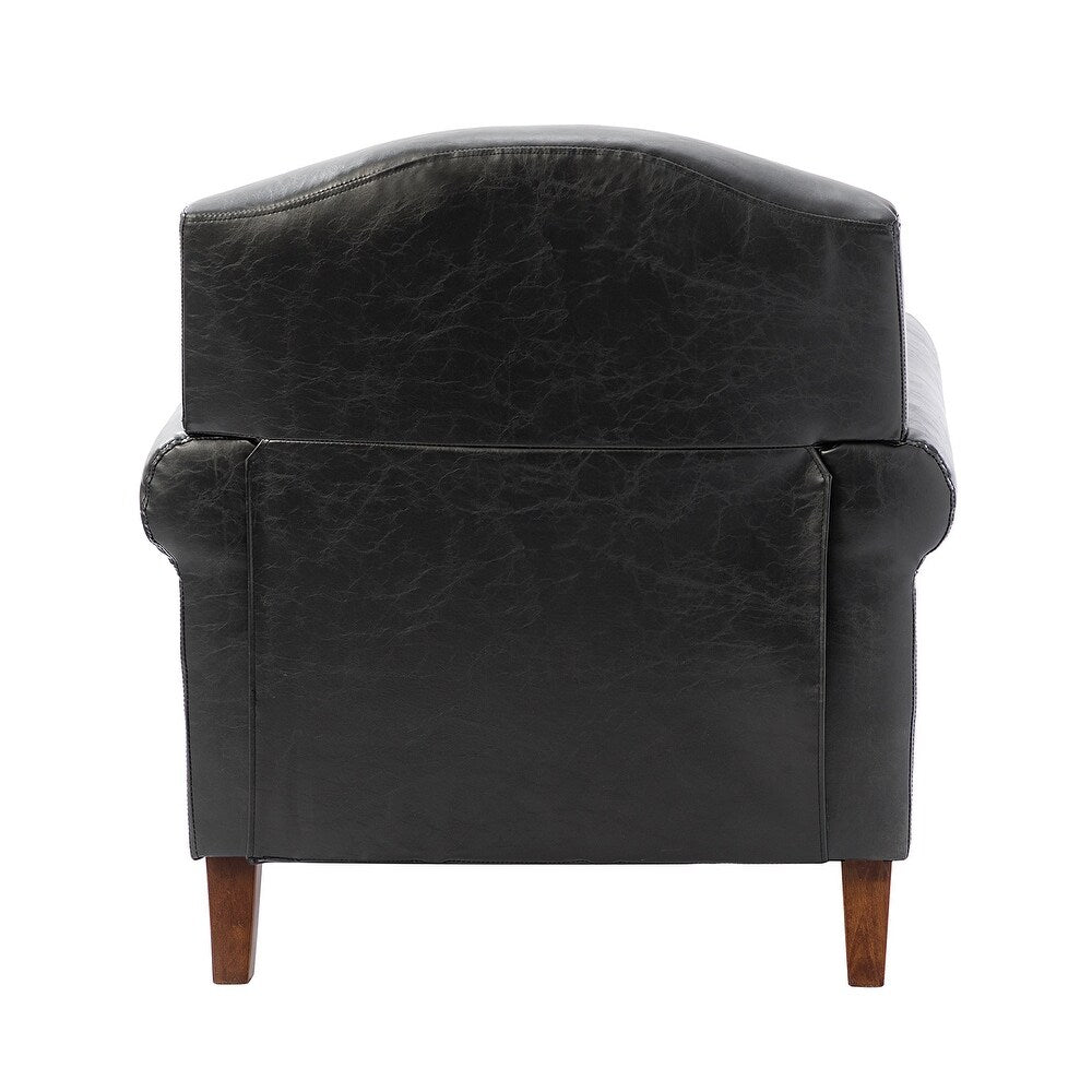 Giampiero Transitional Faux Leather Arm Chair with Nailhead Trim and Rolled Arms Set of 2