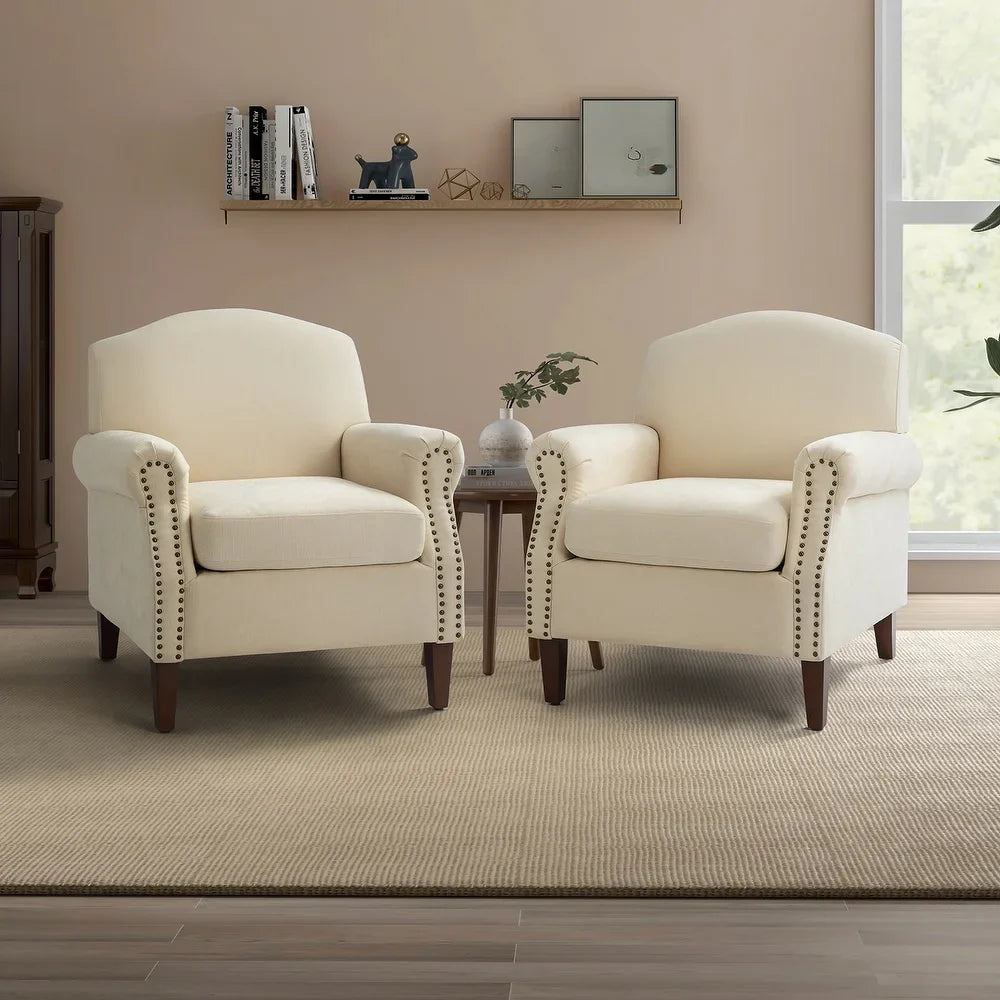 Giampiero Upholstery Armchair with Nailhead Trims for Living Room Set Of 2