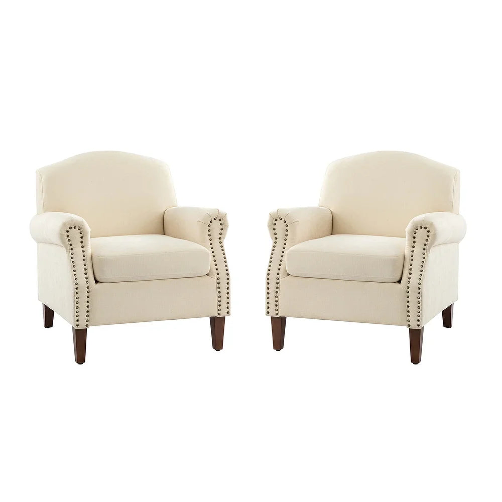 Giampiero Upholstery Armchair with Nailhead Trims for Living Room Set Of 2