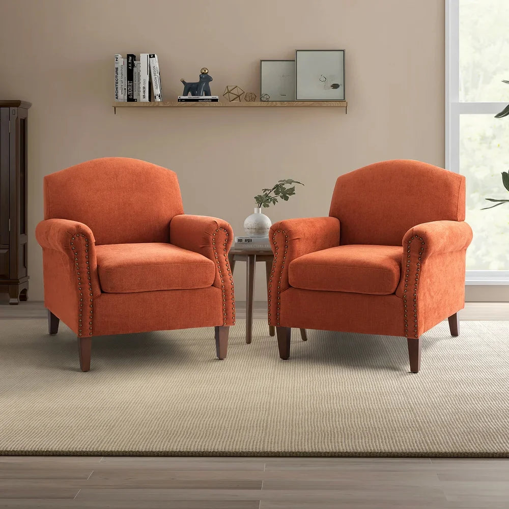 Giampiero Upholstery Armchair with Nailhead Trims for Living Room Set Of 2