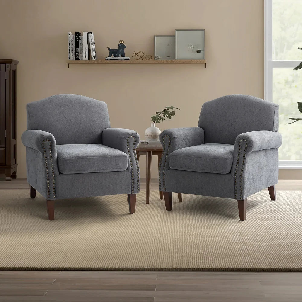 Giampiero Upholstery Armchair with Nailhead Trims for Living Room Set Of 2