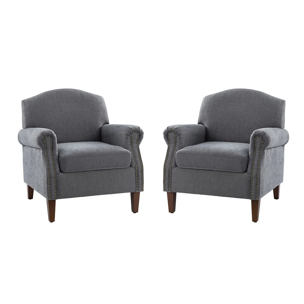 Giampiero Upholstery Armchair with Nailhead Trims for Living Room Set Of 2