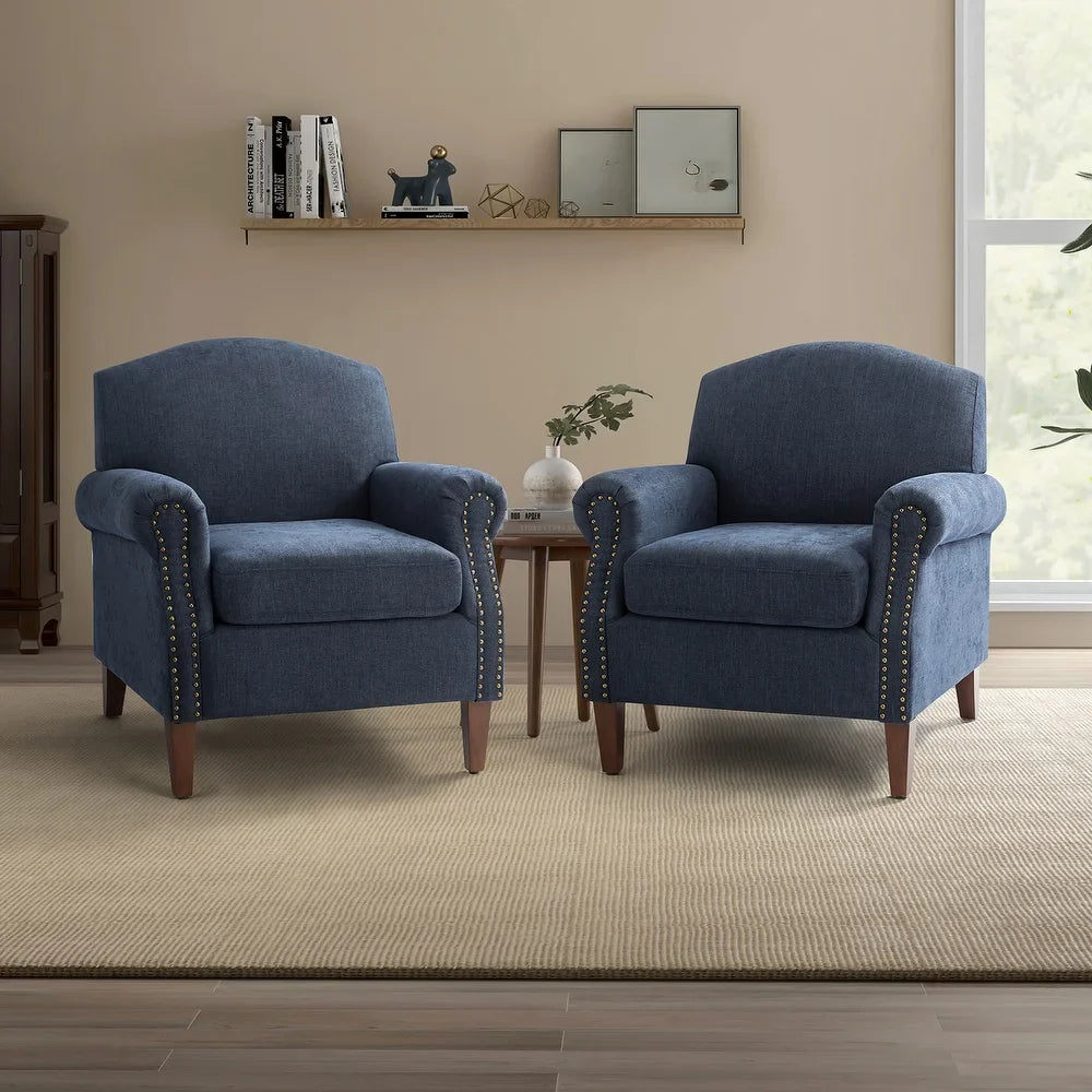 Giampiero Upholstery Armchair with Nailhead Trims for Living Room Set Of 2