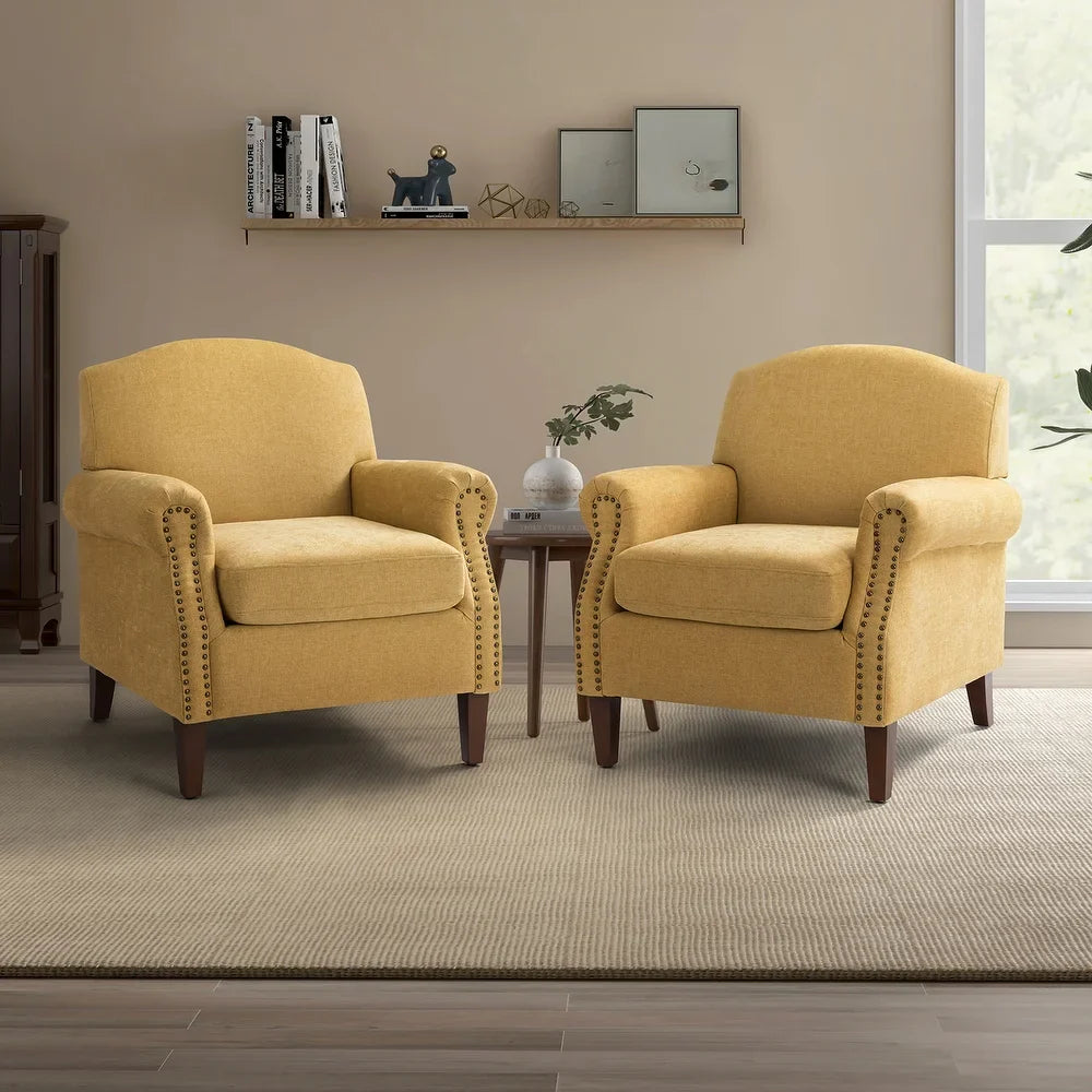 Giampiero Upholstery Armchair with Nailhead Trims for Living Room Set Of 2